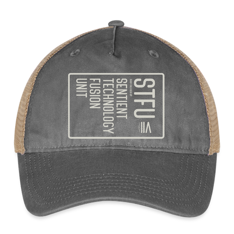 STFU Hat - washed black/beige