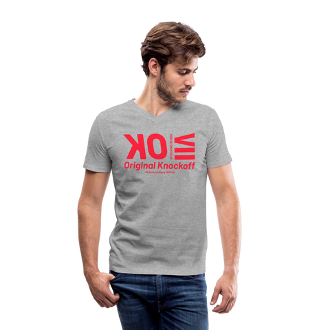 OK Red Acro V Neck - heather gray