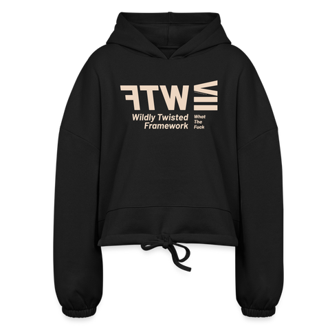 WTF Beige Acro Cropped Hoodie - black