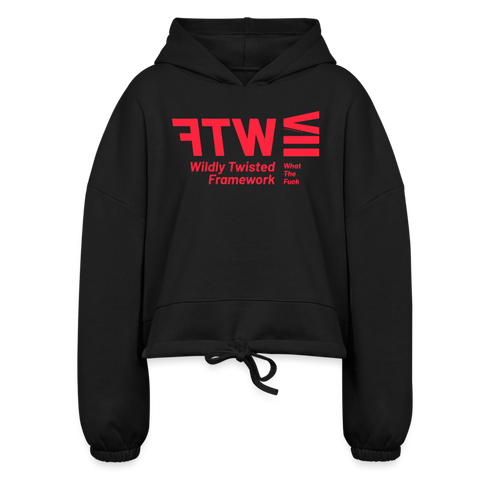 WTF Red Acro Cropped Hoodie - black