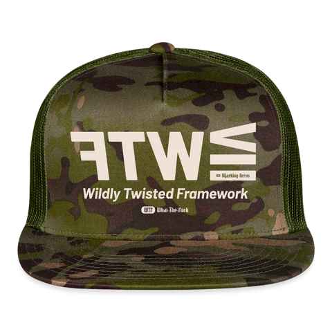 WTF Beige Acro Trucker Hat - MultiCam\green