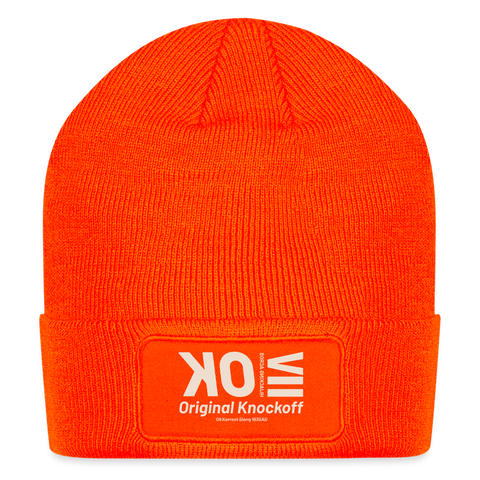 OK Beige Acro Beanie - neon orange