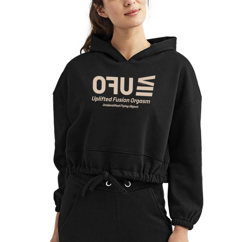 UFO Beige Acro Cropped Hoodie - black