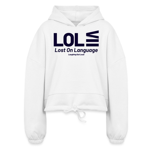 LOL Blue Acro Cropped Hoodie - white