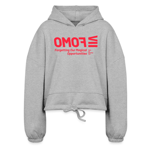 FOMO Beige Acro Cropped Hoodie - heather gray