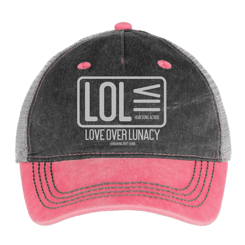 LOL Hat - washed pink / silver 