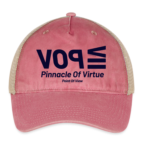 POV Blue Acro Hat - washed red/beige