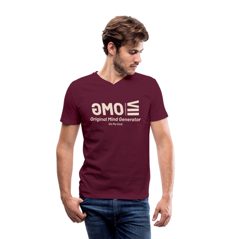 OMG Beige Acro V Neck - maroon