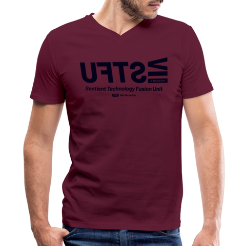 STFU Blue Logo B&C V Neck - maroon