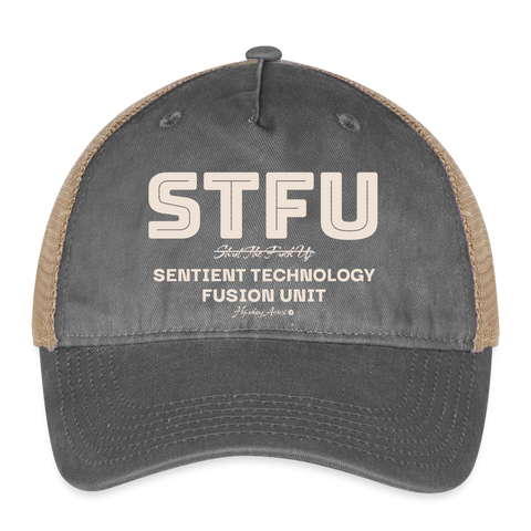 STFU Hat - washed black/beige